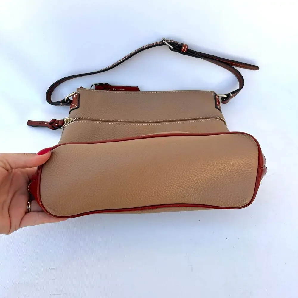 Dooney & Bourke Tan Pebbled Leather Camel Crossbody Shoulder Bag Purse